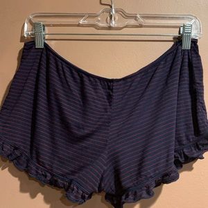 Blue and red striped pajama bottoms